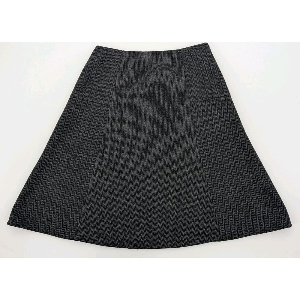 Sundance Womens Gray Herringbone Wool Blend A-Line Skirt Size 10 Academia Preppy